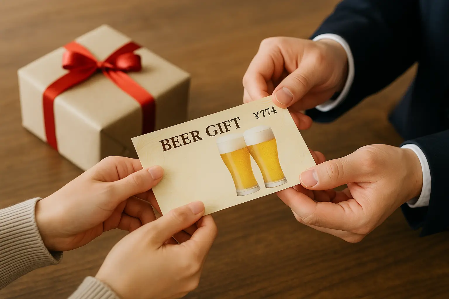 ビール券の贈答シーン